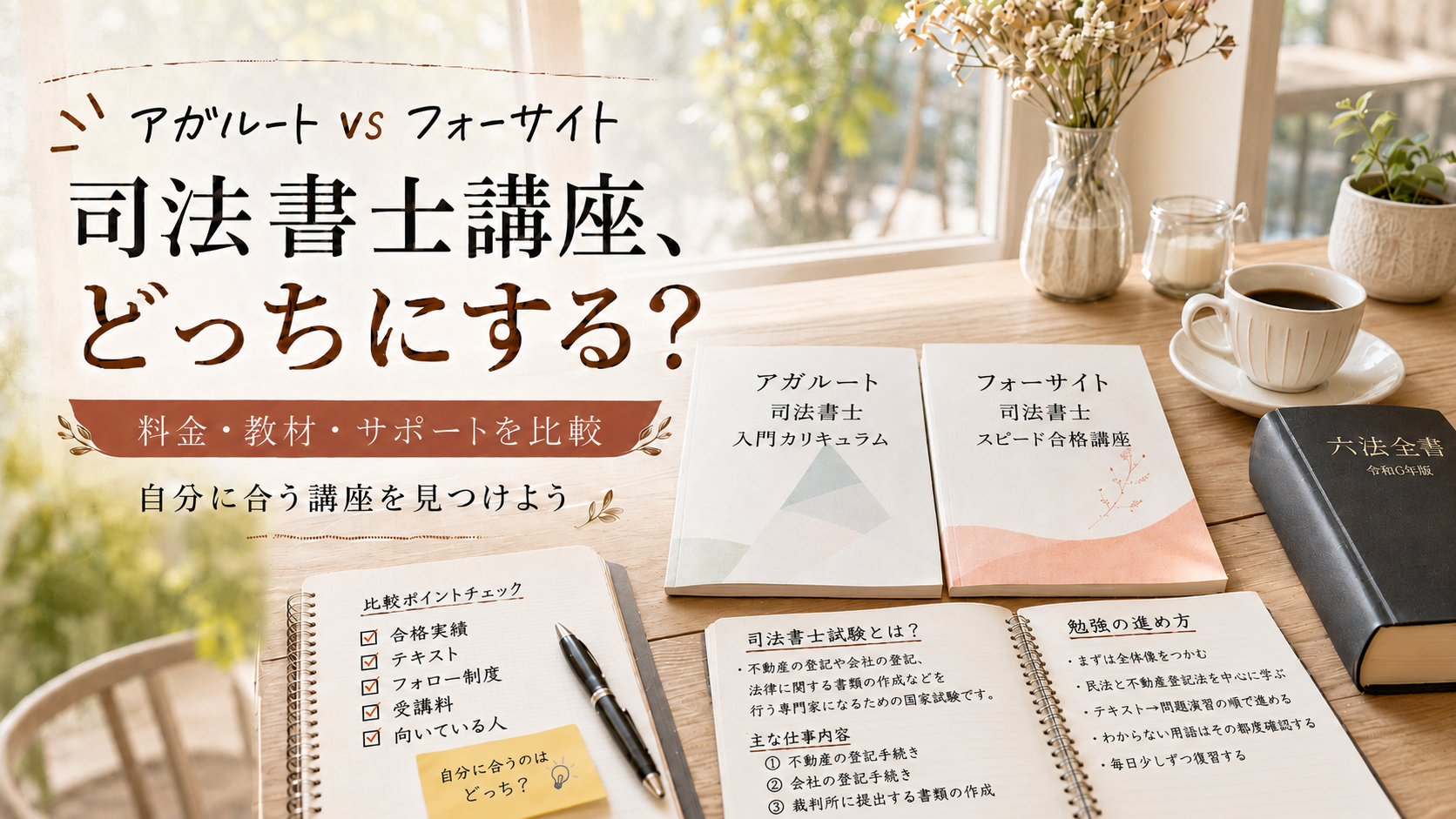 司法書士】アガルートとフォーサイトどっち？講座の違いを8項目で徹底 